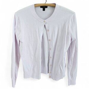J. Crew Womens Light Purple Button-Up Cardigan Sweater Size M Cotton Crew Neck